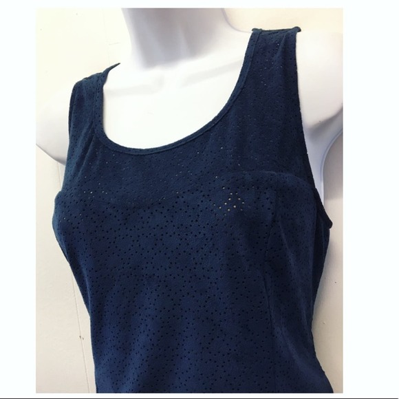 anina | Blue Suede Dress w/ Small Cut-Out Designs - Picture 6 of 8